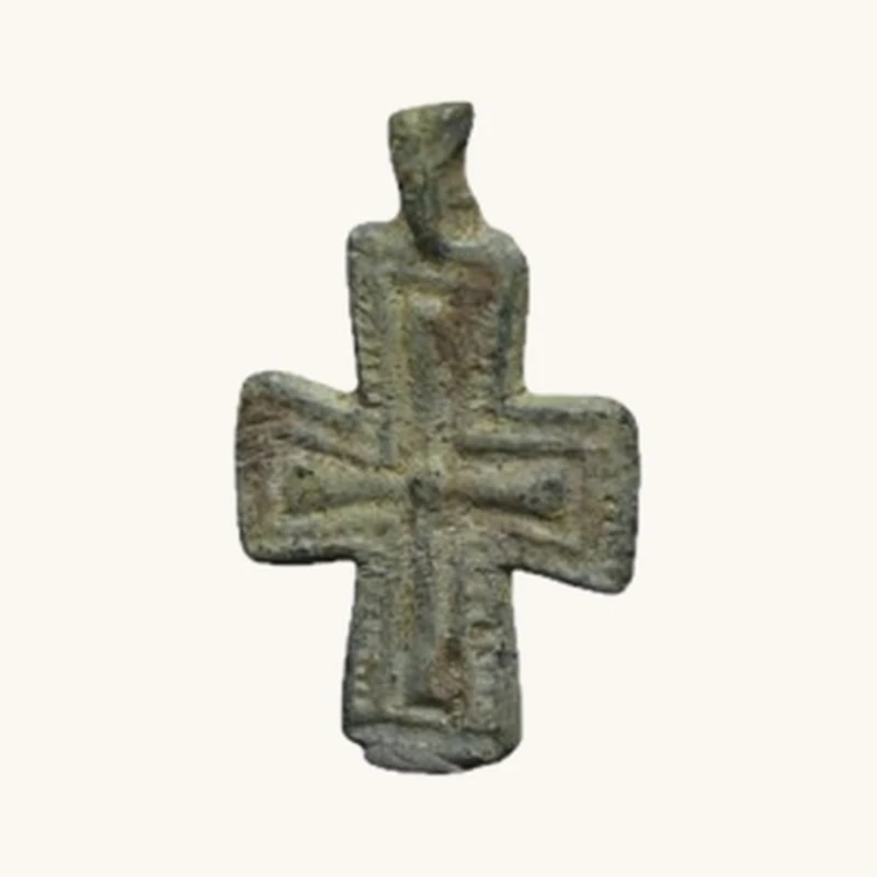 Byzantin Pendentif Croix en Plomb - vue 1