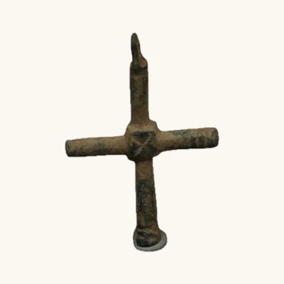Byzantine – Large Bronze Cross Pendant – 7th-10th Century AD - vue 1
