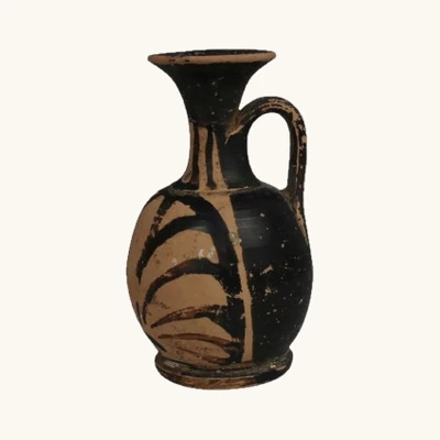 Stout Greek lekythos with black-glaze palmettes – Classical Greece, 4th century BC - vue 1