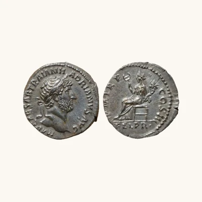 Denier d'Hadrien — P M TR P COS III Felicitas assise caducee FEL P R — Rome 120–121 — RIC II.3 299 — Certificat d'authenticité -