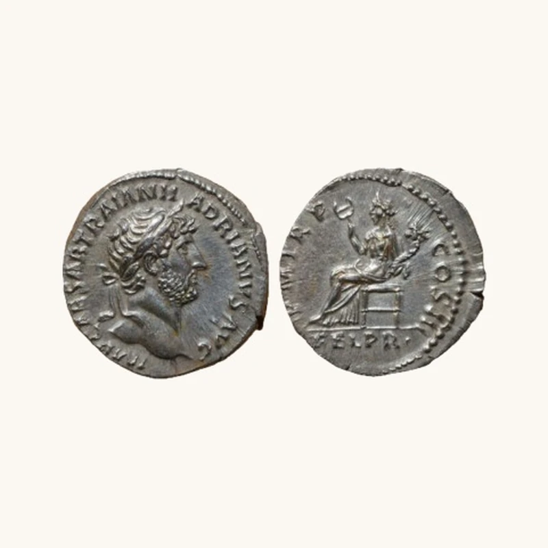 AR Denarius Hadrian — P M TR P COS III Felicitas Seated FEL P R — Rome AD 120–121 — RIC II.3 299 — Certificate of Authenticity -