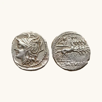 AR Denarius Appuleius Saturninus — Roma l. / Saturn Quadriga Harpa — Rome 104 BC — Crawford 317/3a — Certificate of Authenticity