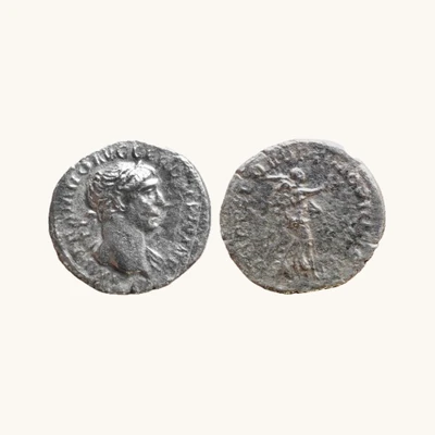 AR Quinarius of Trajan — Victory — Rome — RIC 44 / RSC 226 — Certificate of Authenticity - vue 1