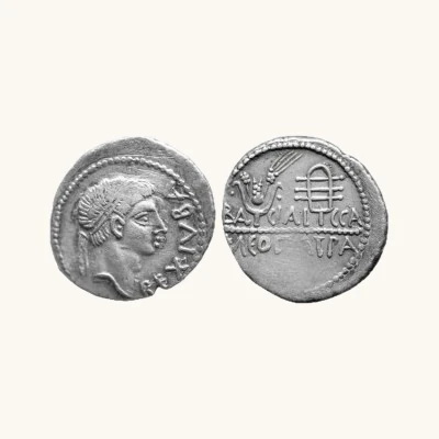Rare Denarius of Juba II & Cleopatra Selene “BACIΛICCA KΛЄΟΠΑΤΡA” — Certificate of Authenticity - vue 1